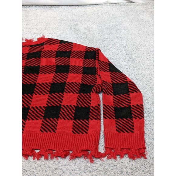 No Boundaries Plaid Cropped Red Black Grunge Punk Y2K Whimsigoth Womens Large - Picture 14 of 15